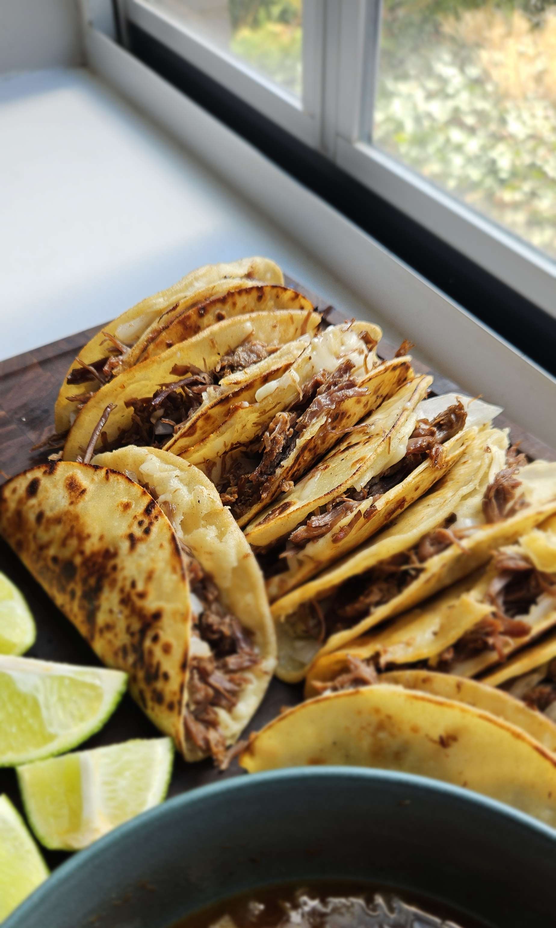 Slow Cooked Crispy Birria Tacos with Rich Consomé